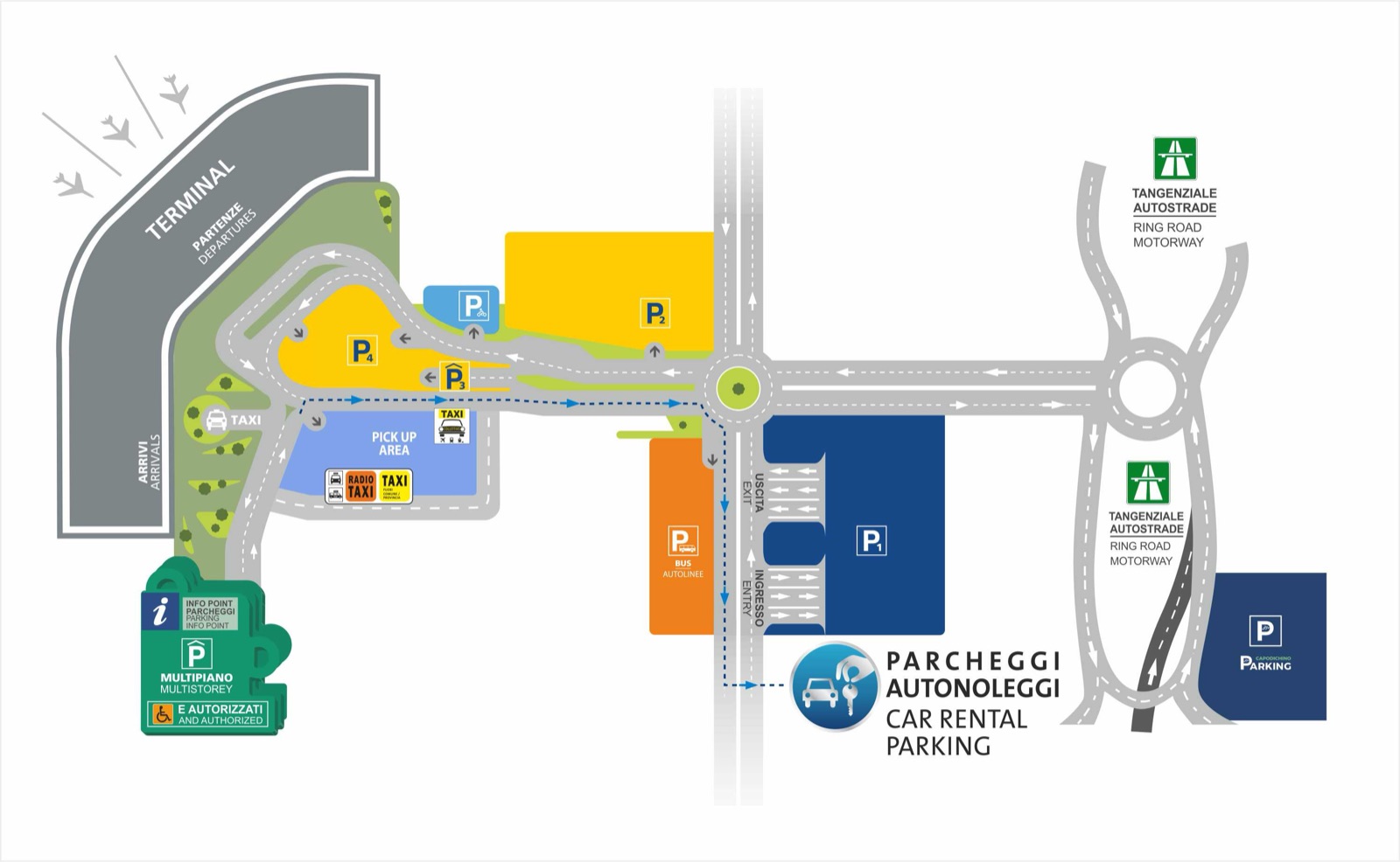 Naples Capodichino airport map showing the taxi rank by Arrivals